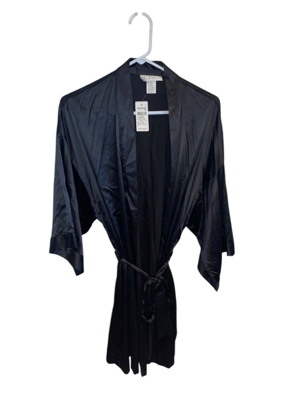 Icing Bridesmaid Black Rhinestone Satin Get Ready Robe Wedding Party Gift - Picture 6 of 11